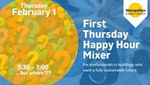 Where will MEC's February 2024 First Thursday Happy Hour be?